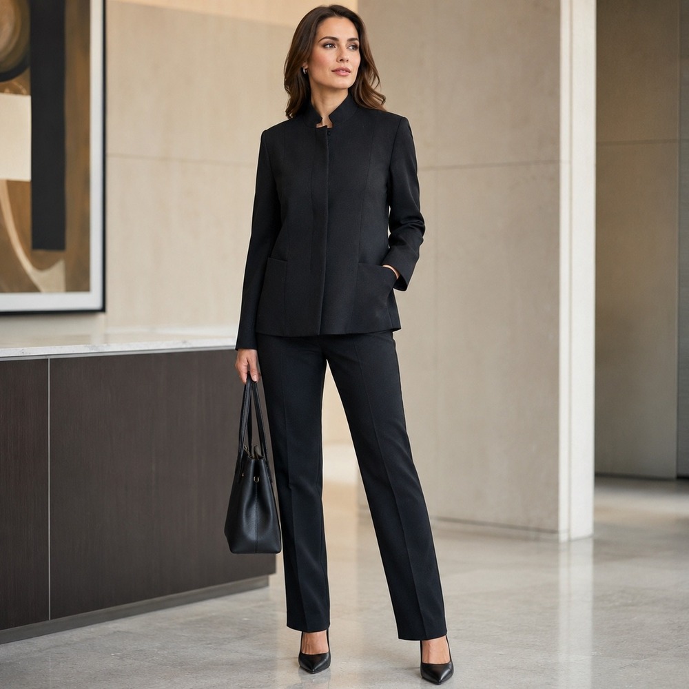 Doncaster DD Collection Women's Black Wool Blend Pant Suit Size 10 Two Piece